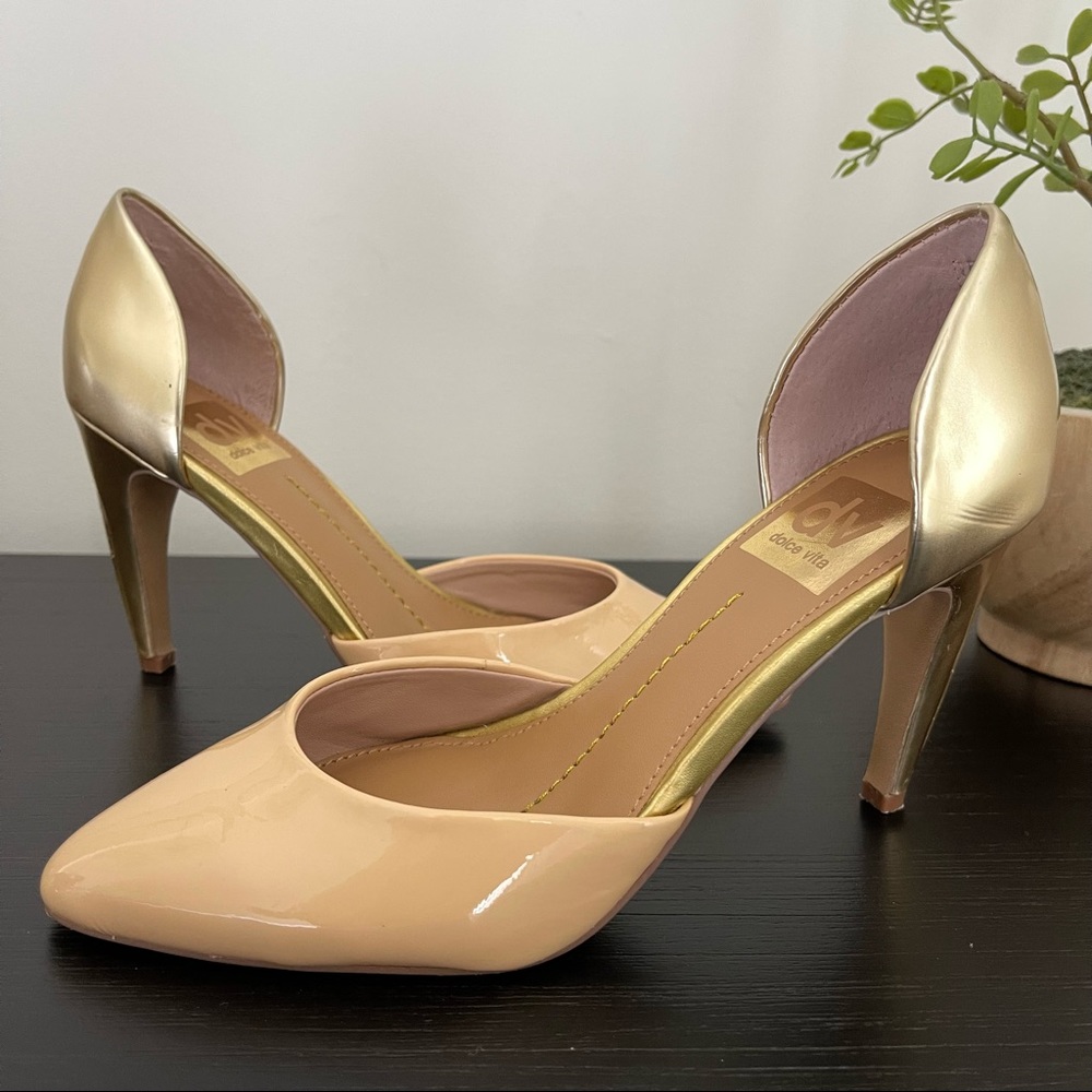 Dolce Vita Pamona D’Orsay pump heels ivory nude gold leather size 6